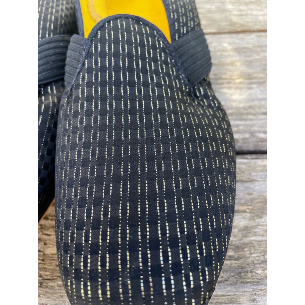 Vintage 1960s Glam Heeled Womens Slipper Black Gold Wellco Sz 11 NOS Wellco - Picture 10 of 15